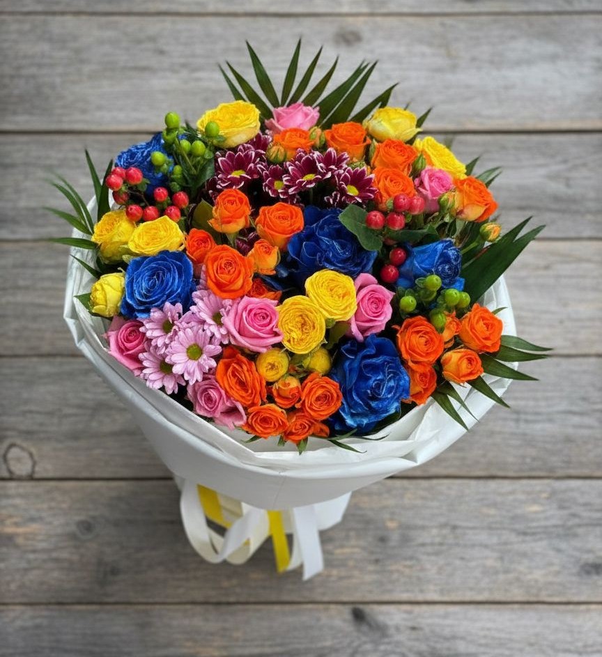 Букет цветов из: Розы и Хризантемы в Таширово