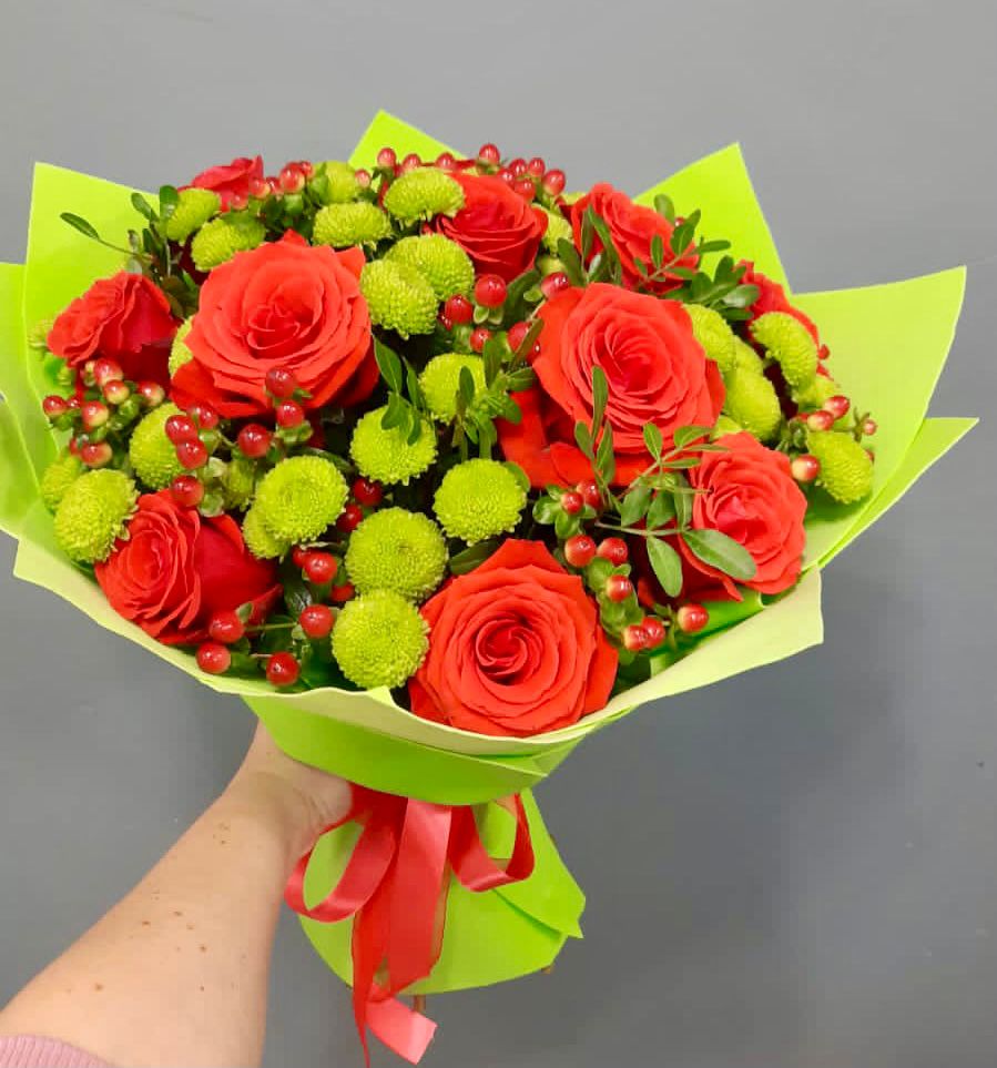 Букет цветов из: Хризантемы и Розы в Таширово