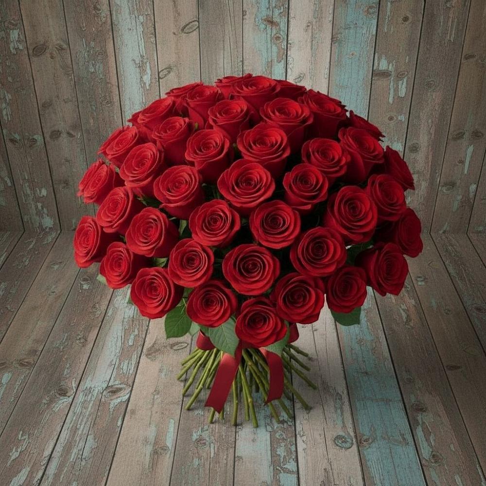 Букет 55 Красных роз Фридом в Таширово
