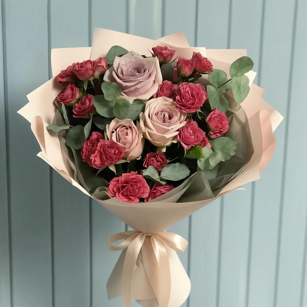 Букет цветов из: Гвоздики и Розы в Таширово