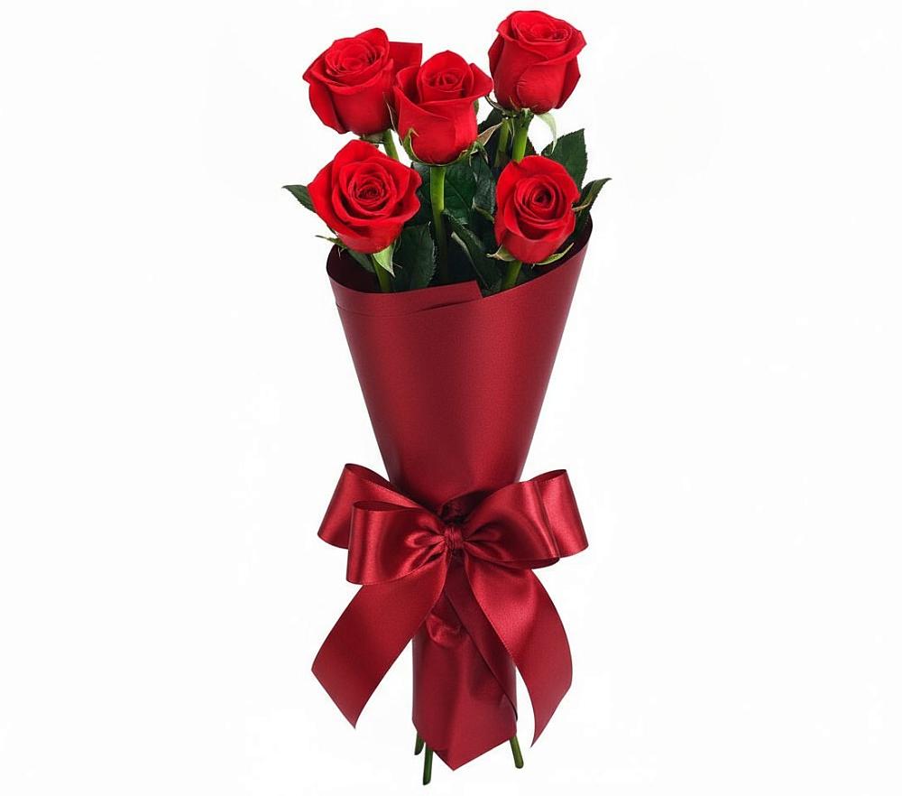 Букет 5 Красных роз Эдлесс Лав в Таширово