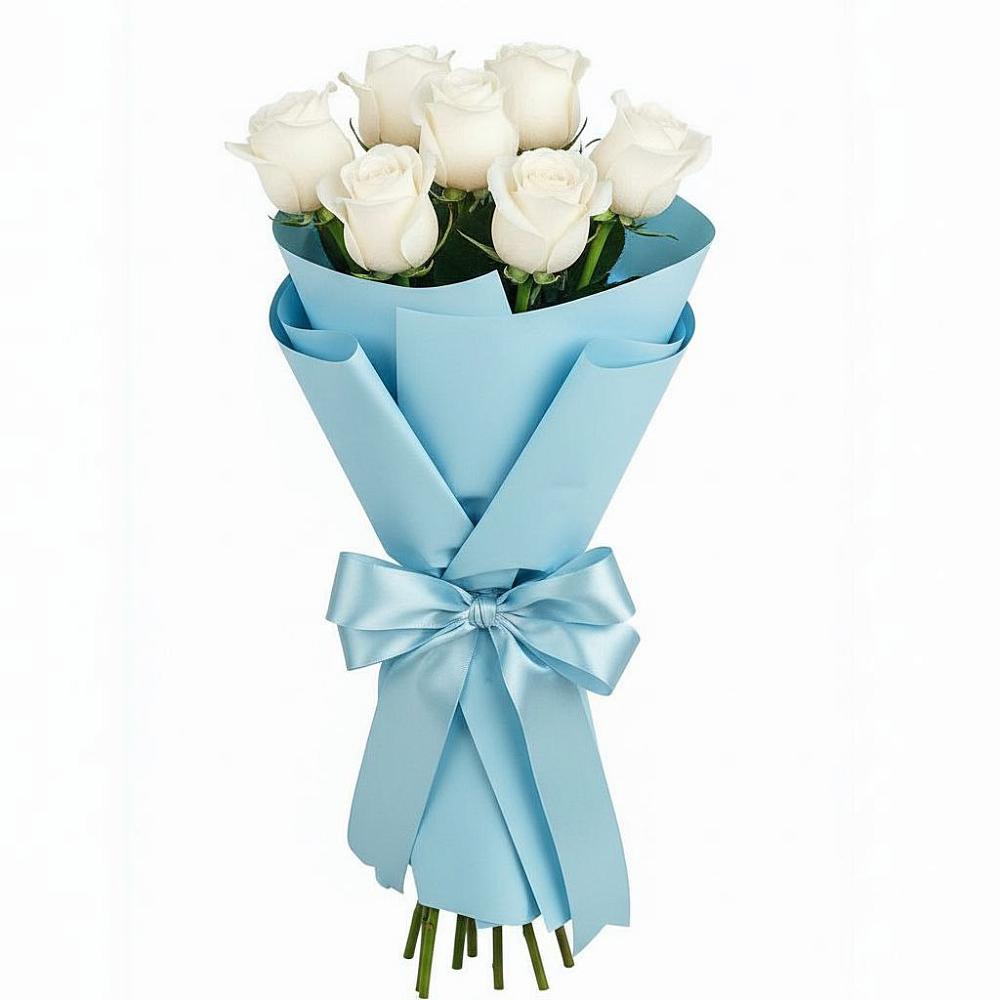 Букет 7 белых роз Проуд в Таширово