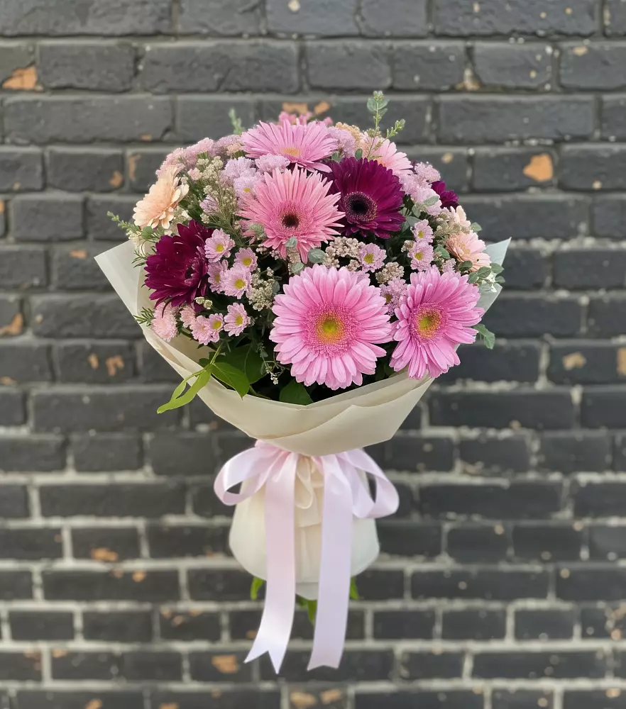 Букет цветов из: Герберы и Хризантемы в Таширово