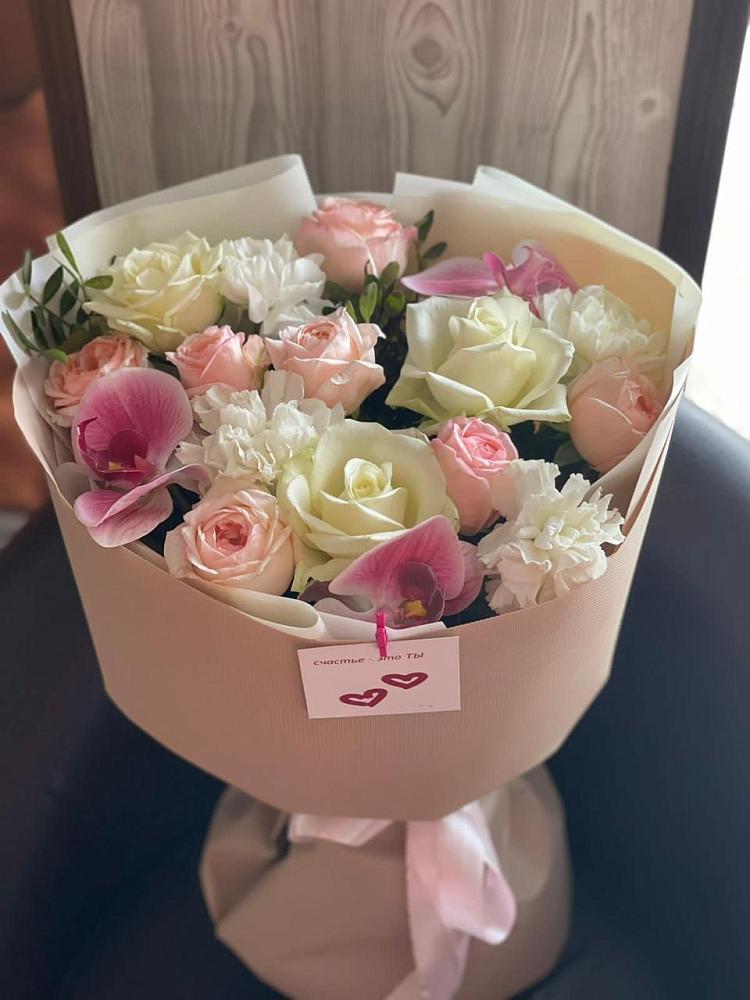 Букет цветов из: Орхидеи, Розы и Гвоздики в Таширово