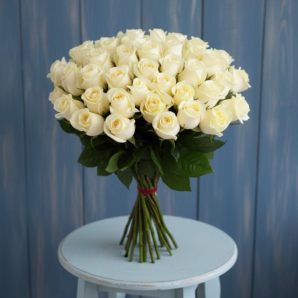 Букет 51 Белая роза Эдлесс Лав в Таширово