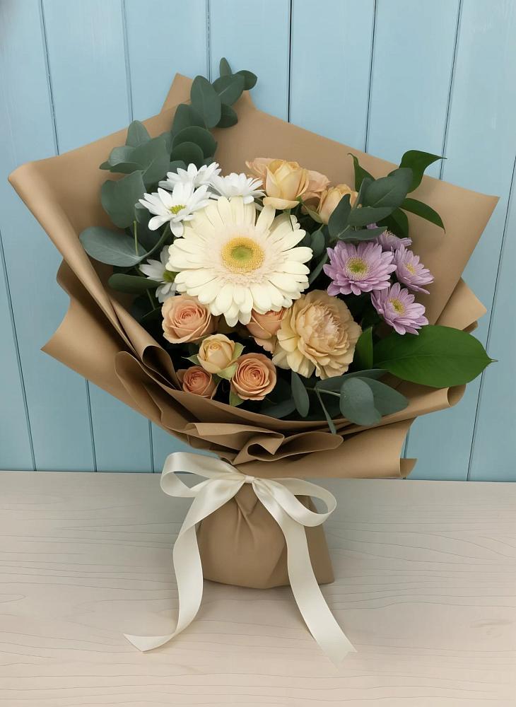Букет цветов из: Герберы и Хризантемы в Таширово