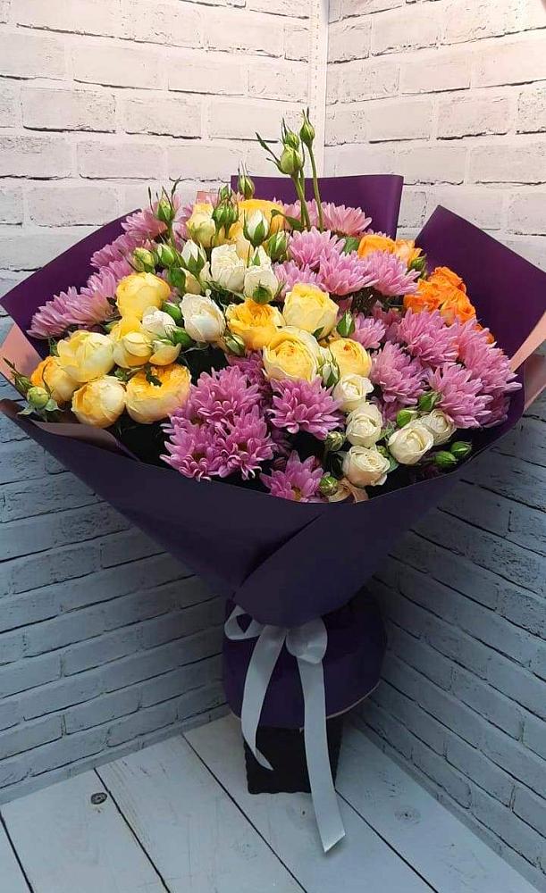 Букет цветов из: Хризантемы и Розы в Таширово