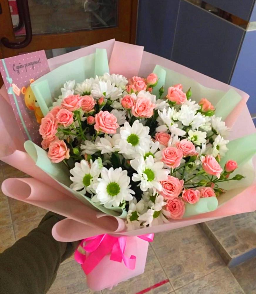 Букет цветов из: Розы и Хризантемы в Таширово