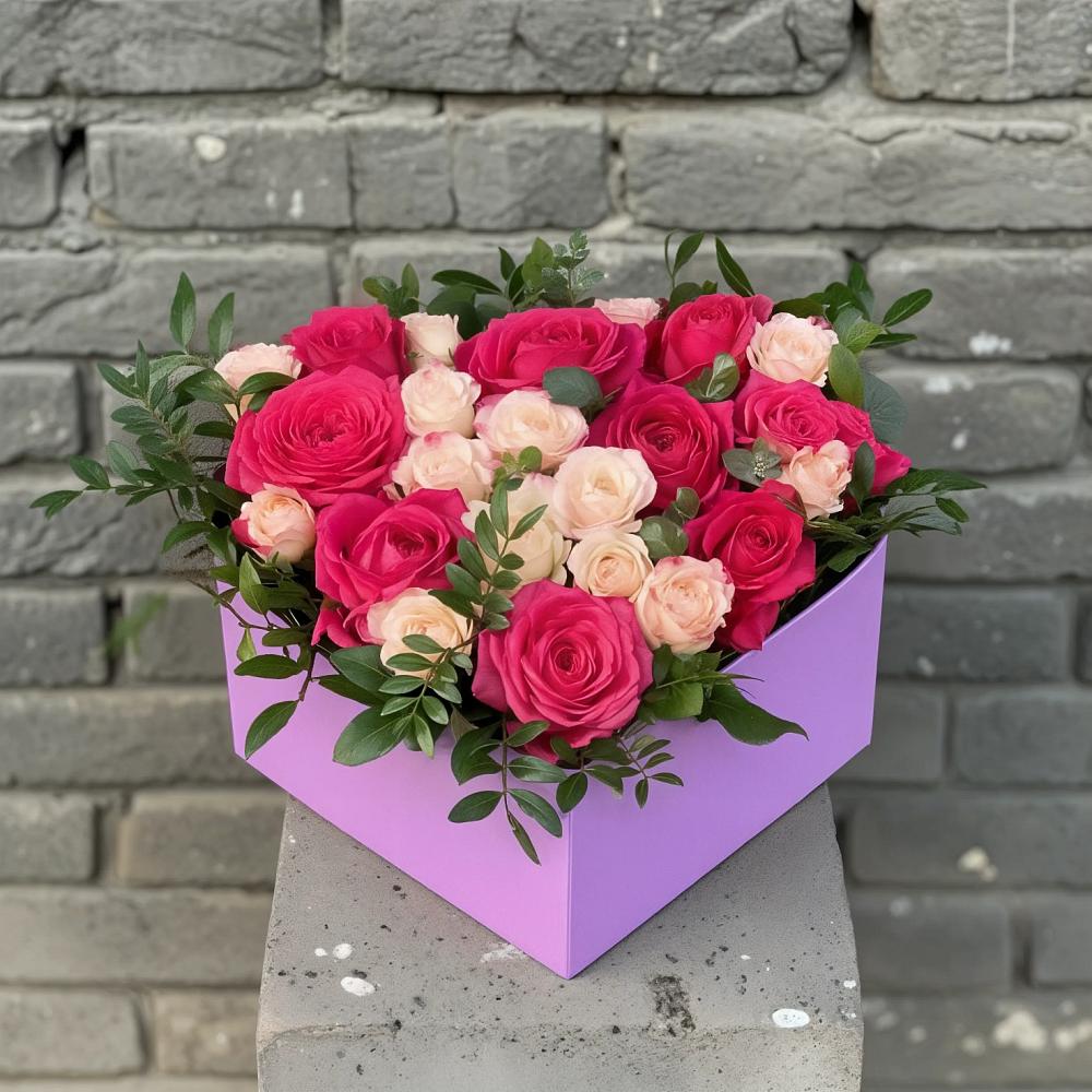 Цветочная композиция из Розы в коробке в Таширово