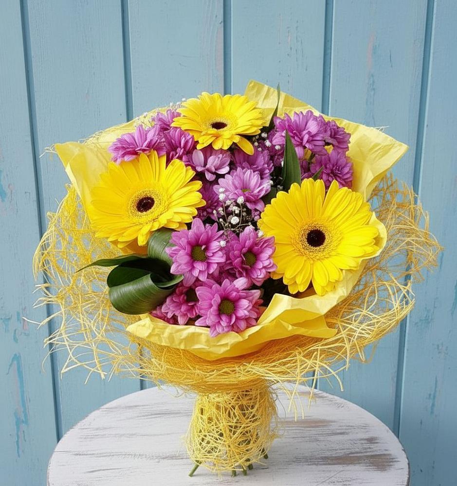 Букет цветов из: Хризантемы и Герберы в Таширово