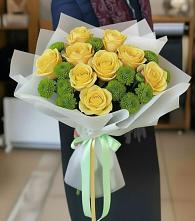 Букет цветов из:  Хризантемы и Розы в Таширово