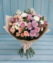 Букет цветов из:  Хризантемы, Розы и Альстромерии в Таширово