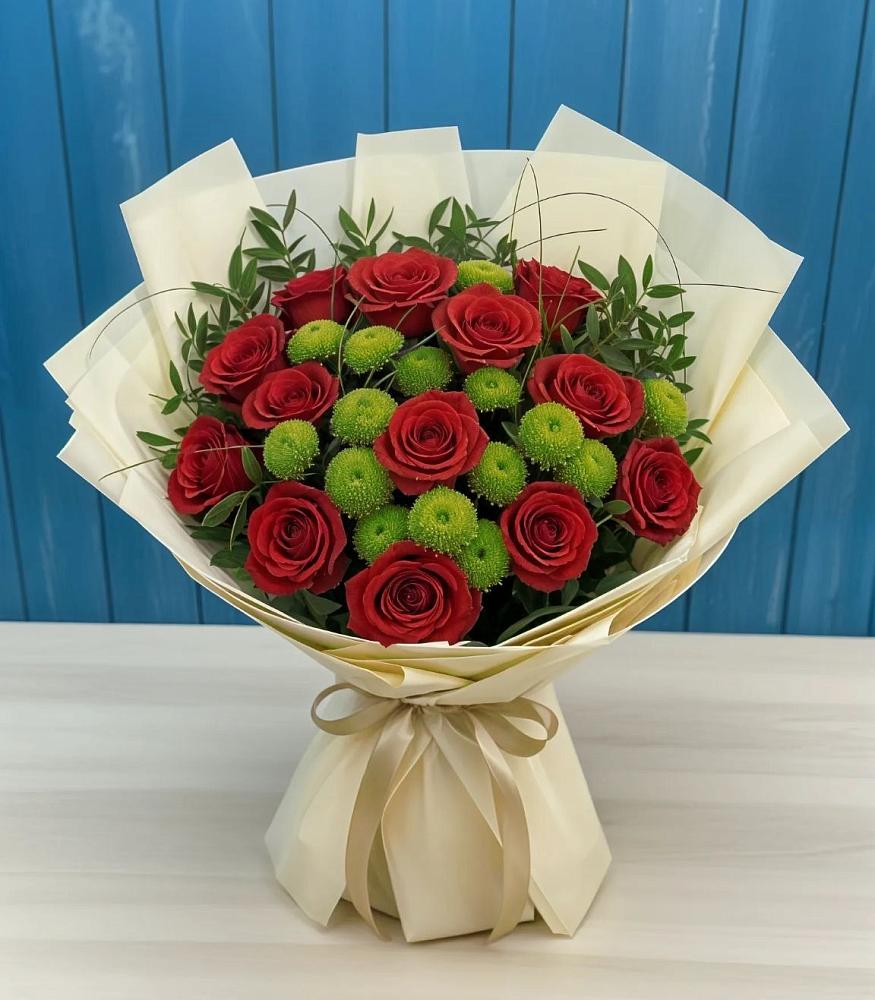 Букет цветов из: Розы и Хризантемы в Таширово